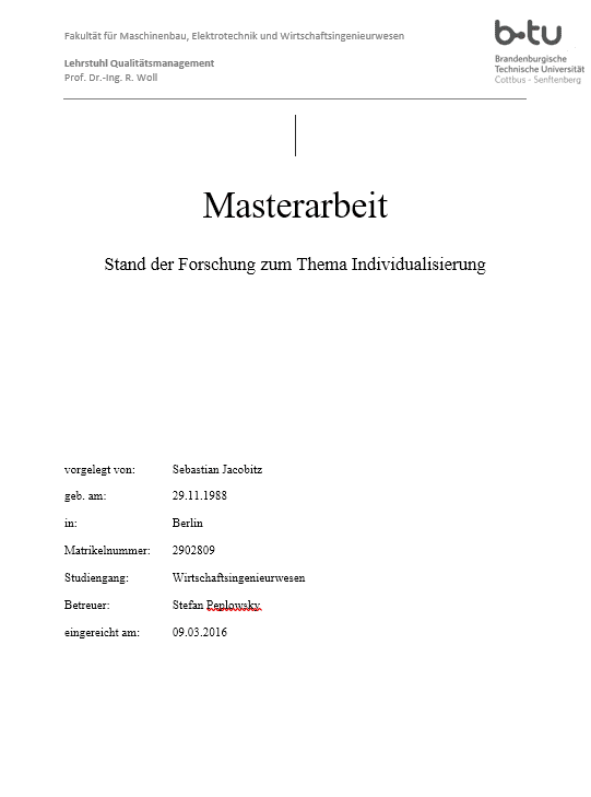 Masterarbeit Deckblatt