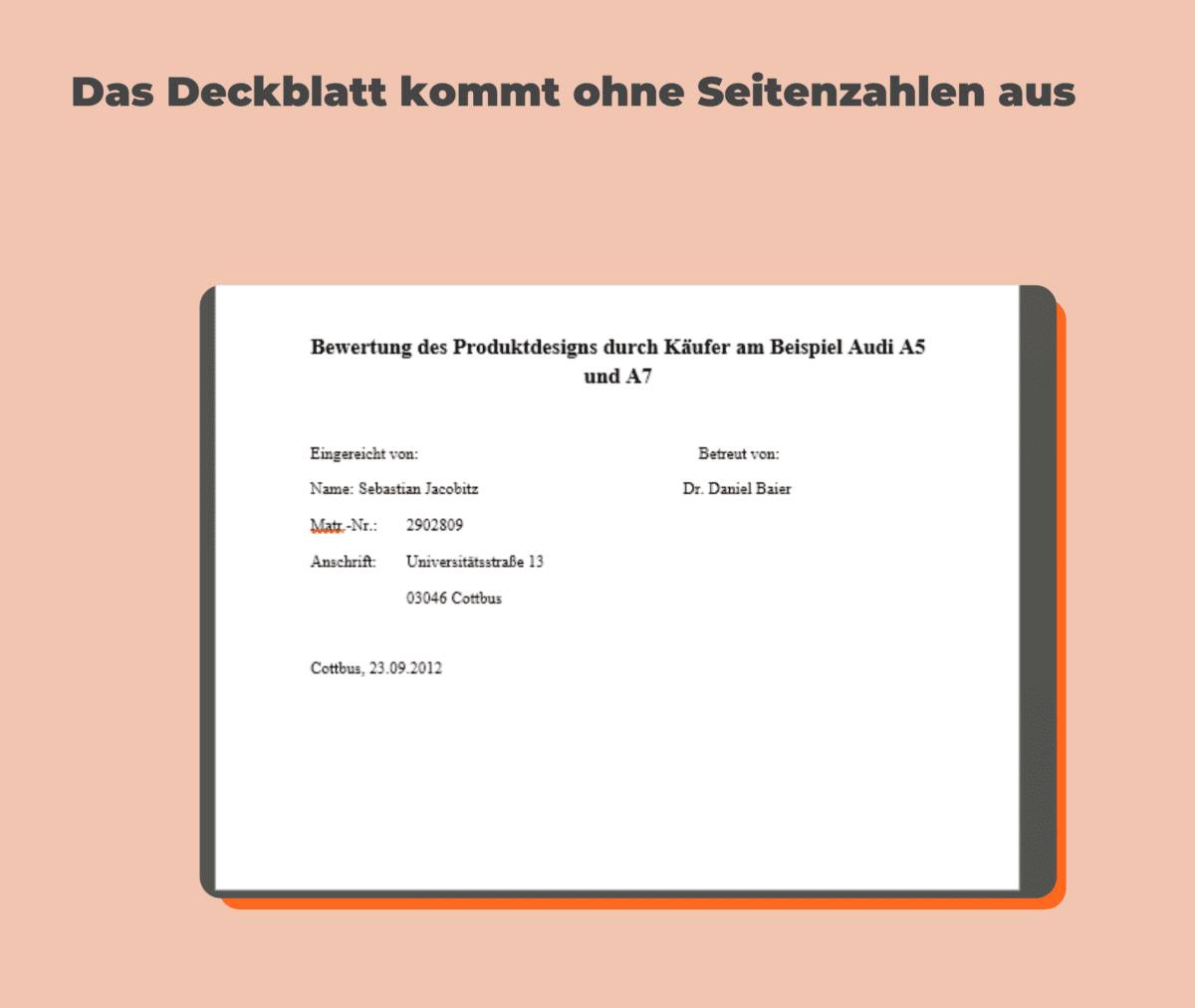 Seitenzahl auf dem Deckblatt