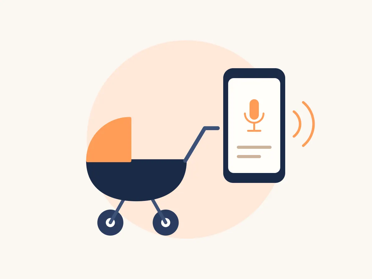 Diktieren beim Spaziergang mit dem Kinderwagen