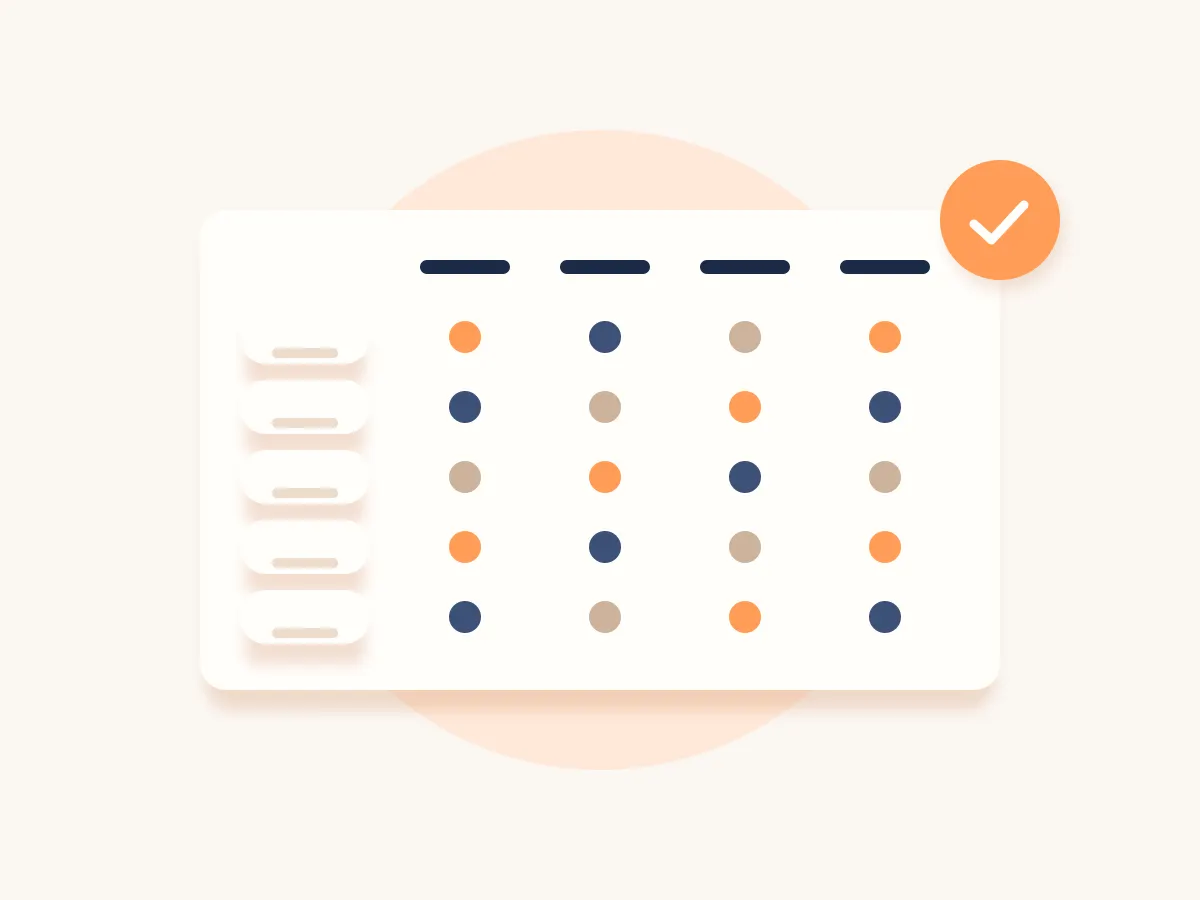 Analysematrix für eine Literaturarbeit mit Quellen in Zeilen und Kriterien in Spalten